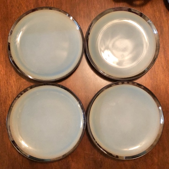 4 Essex Eclipse blue and brown 8.5 inch salad plates - Picture 2 of 6